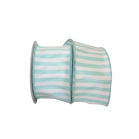 JAM Paper 2.5" x 10yd. Dupioni Wired Cabana Stripe Ribbon